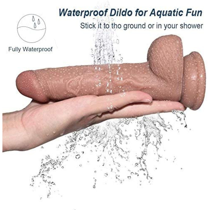 8" Soft Flexible Realistic Dildo – Suction Cup Penis for Women, Men & Couples