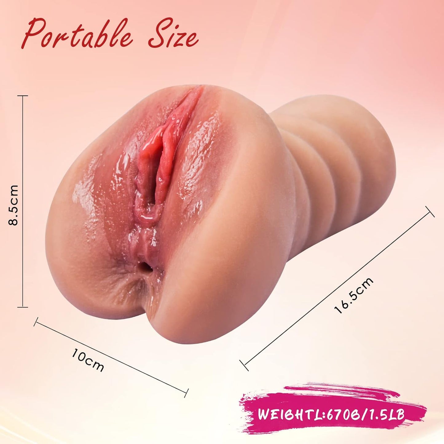 Male Masturbator 650G Lifelike Pocket Pussy Portable Men Stroker Clitoris Sex Toy Masturbators Two Separate Realistic 3D Channel Textured Vagina Tight Anus Adult Toy for Men Masturbation (Flesh)