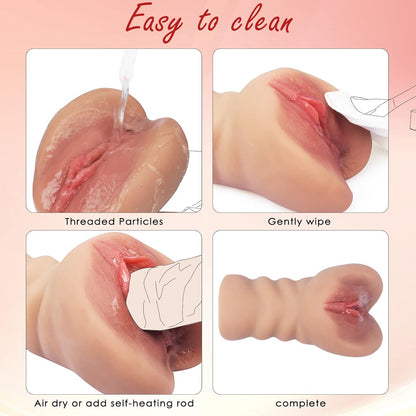 Male Masturbator 650G Lifelike Pocket Pussy Portable Men Stroker Clitoris Sex Toy Masturbators Two Separate Realistic 3D Channel Textured Vagina Tight Anus Adult Toy for Men Masturbation (Flesh)