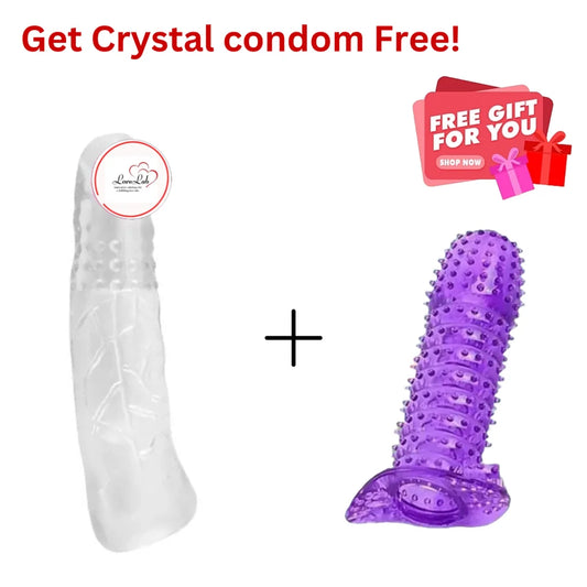 8 inch Reusable Ice Man condom with Crystal Condom - Combo