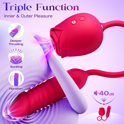ToyEx Rose Wellness Massager with Thrusting & Suction Modes – Rechargeable Personal Wellness Device