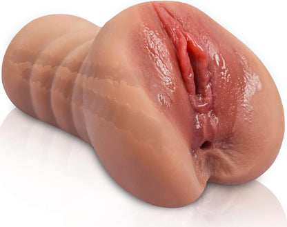 Male Masturbator 650G Lifelike Pocket Pussy Portable Men Stroker Clitoris Sex Toy Masturbators Two Separate Realistic 3D Channel Textured Vagina Tight Anus Adult Toy for Men Masturbation (Flesh)