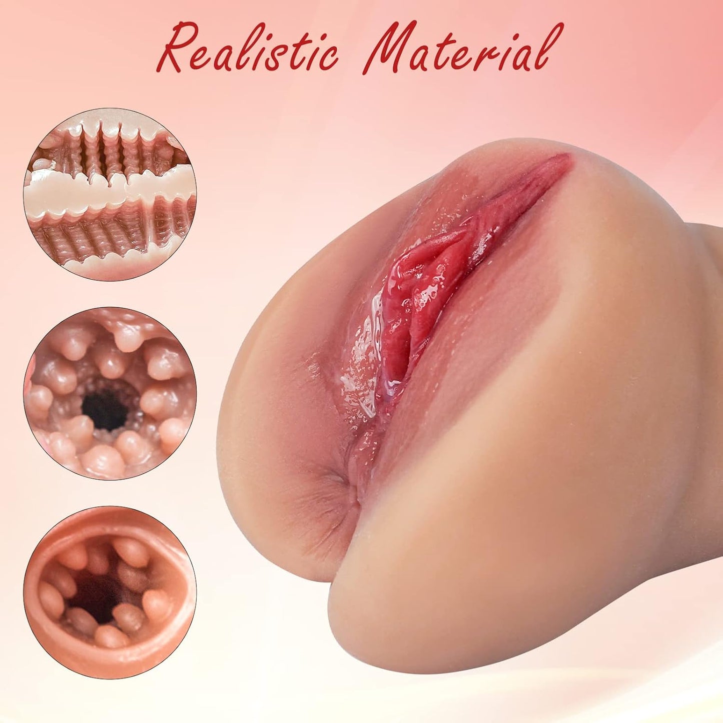 Male Masturbator 650G Lifelike Pocket Pussy Portable Men Stroker Clitoris Sex Toy Masturbators Two Separate Realistic 3D Channel Textured Vagina Tight Anus Adult Toy for Men Masturbation (Flesh)